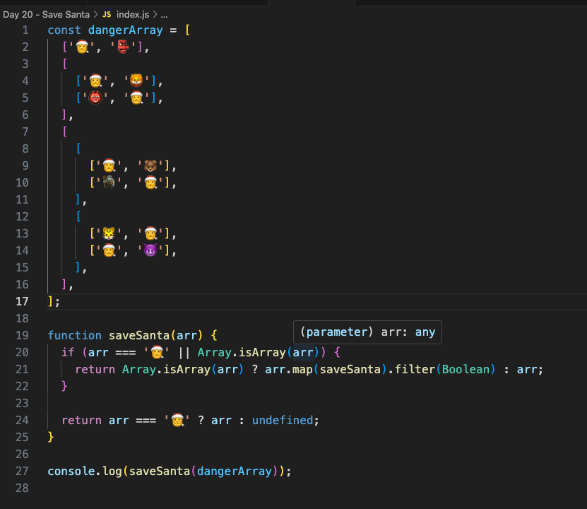 Screenshot of solution